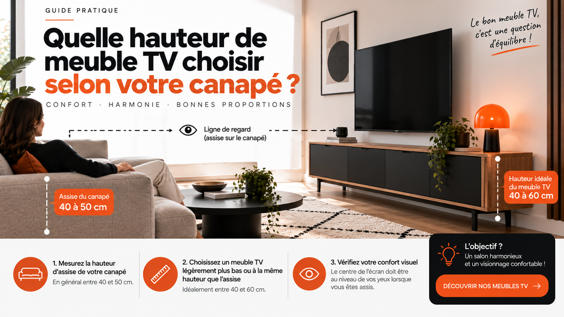 Quelle hauteur de meuble TV choisir selon votre canapé ?