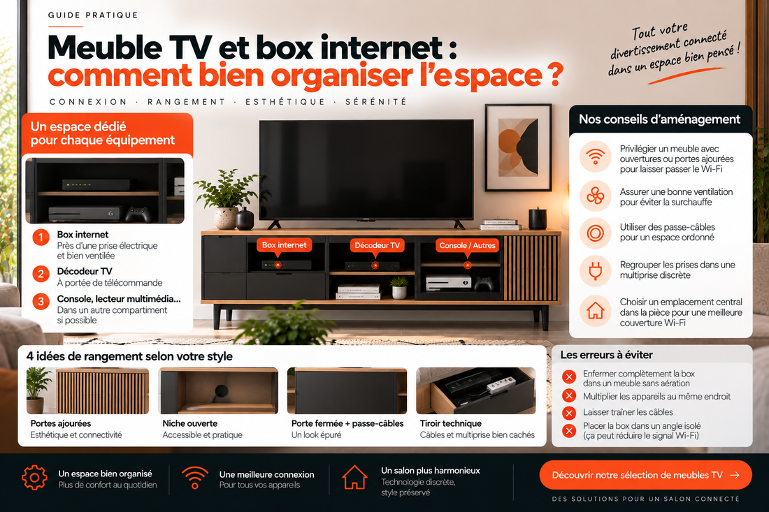 Meuble TV et box internet : comment bien organiser l'espace