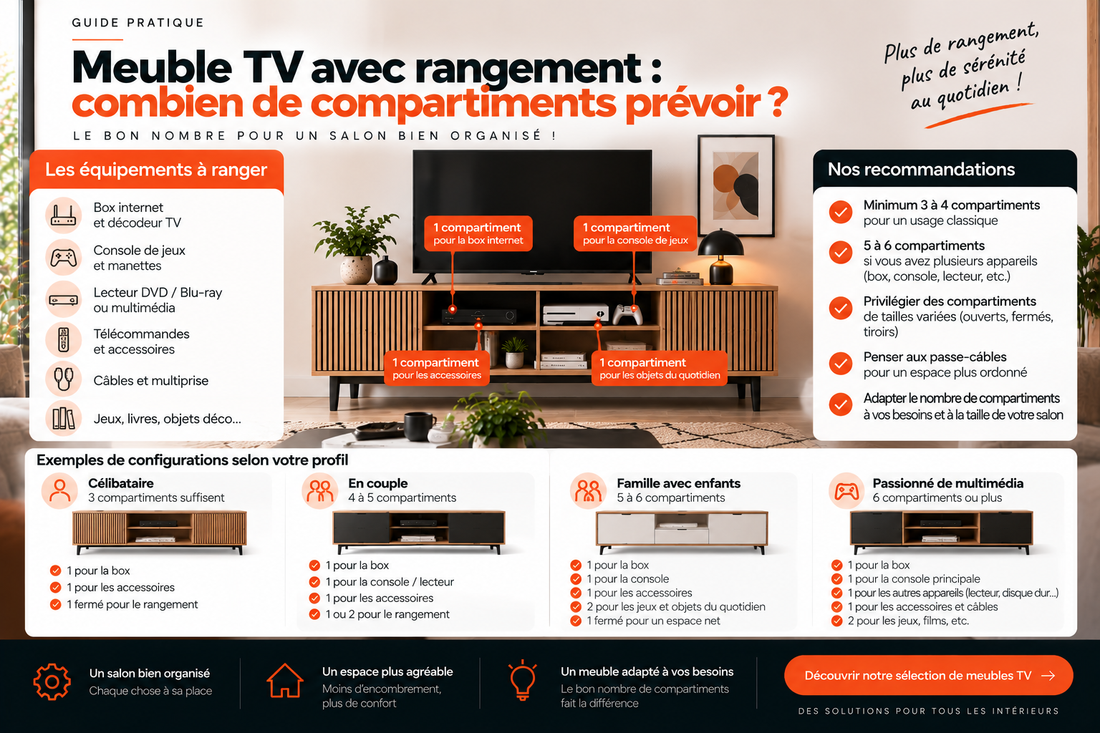 Meuble TV avec rangement : combien de compartiments prévoir ?