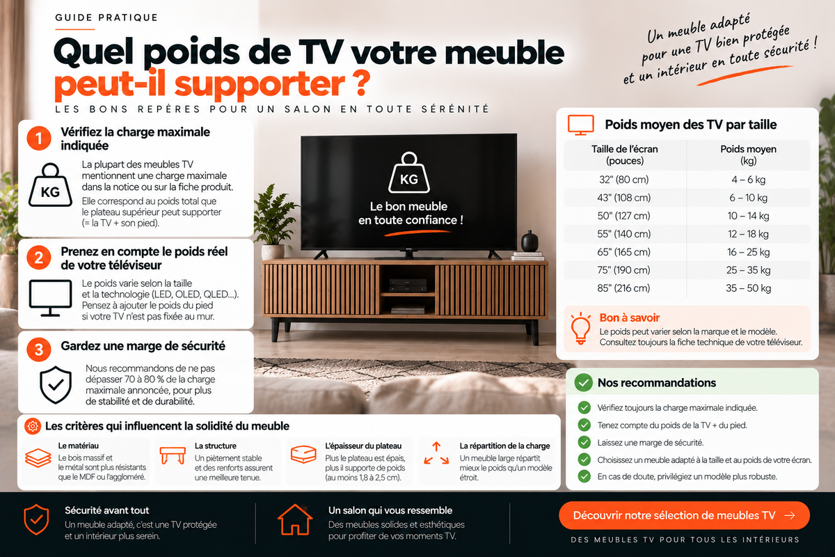 Quel poids de TV votre meuble peut-il supporter ?