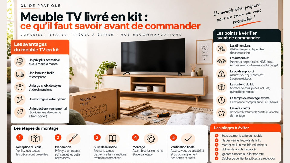 Meuble TV livré en kit : ce qu'il faut savoir avant de commander