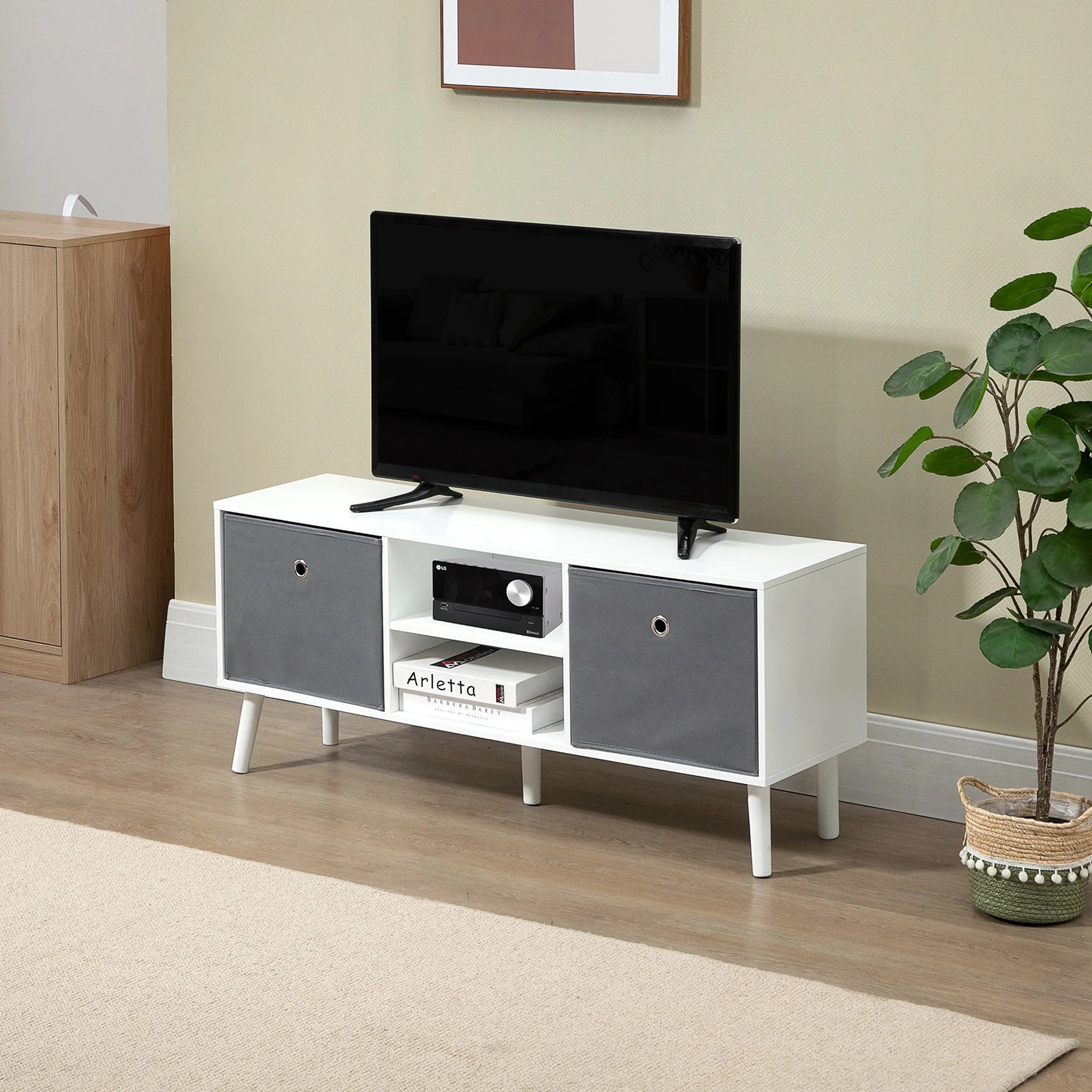 Meuble TV Blanc et Gris