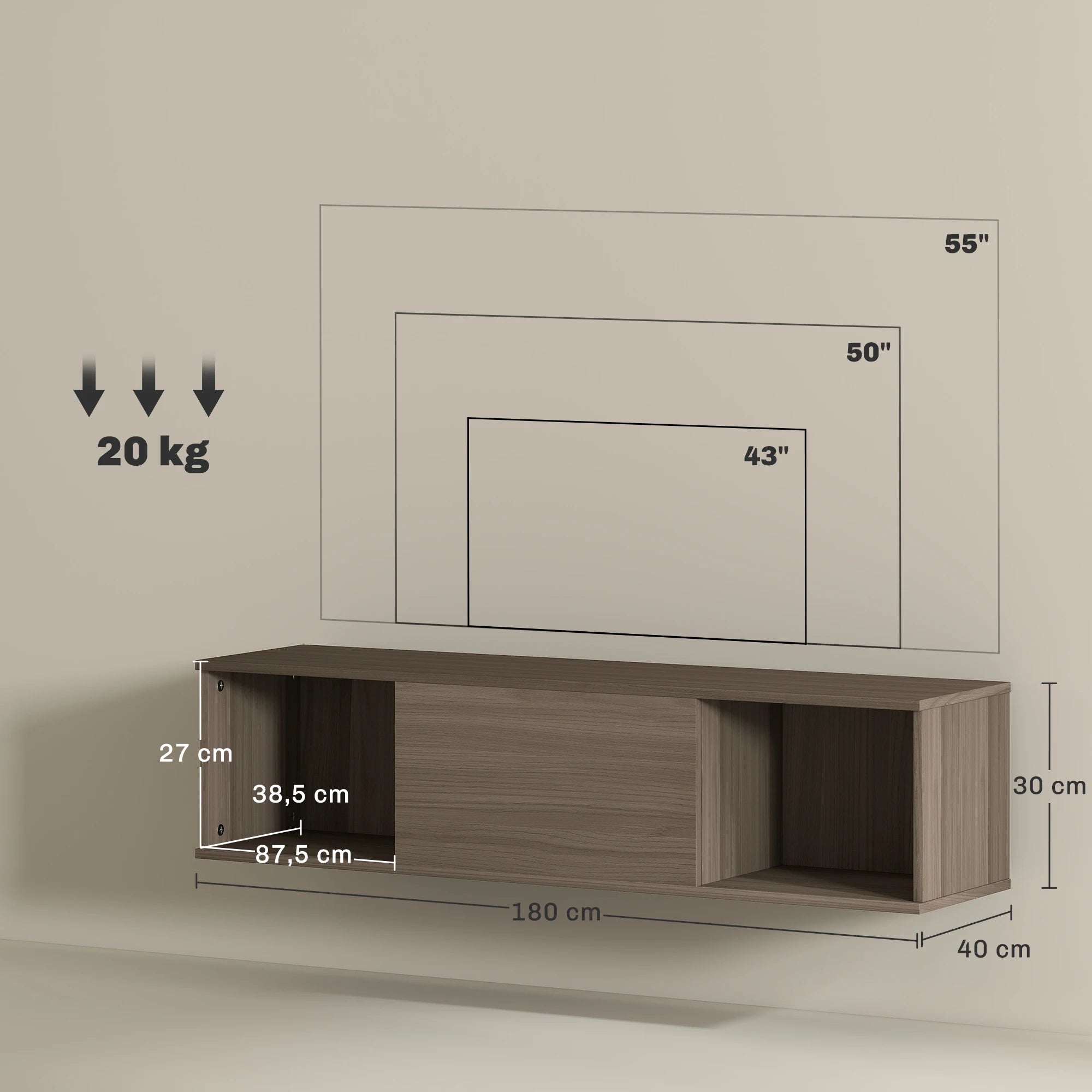 Meuble TV Suspendu 180 cm