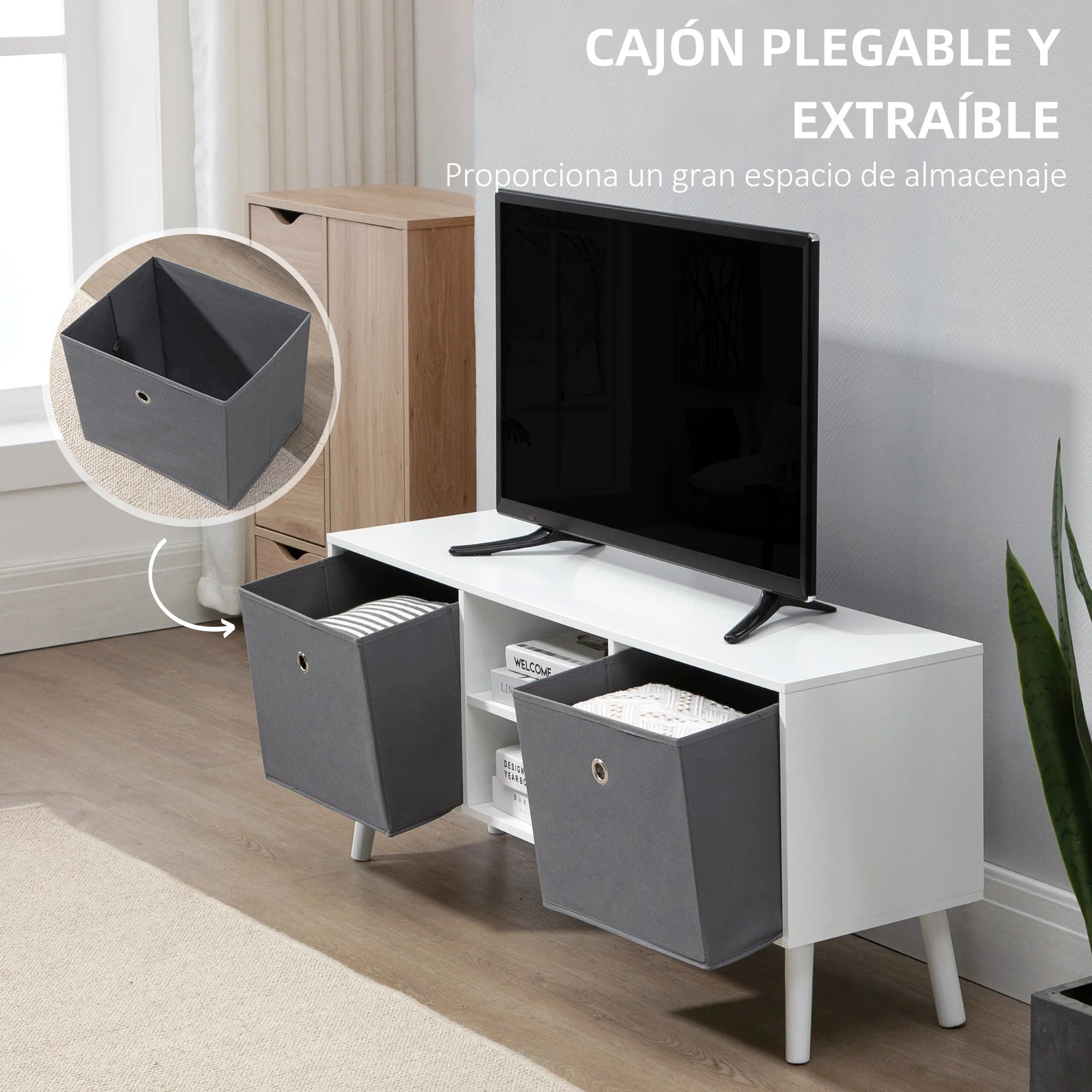 Meuble TV Blanc et Gris