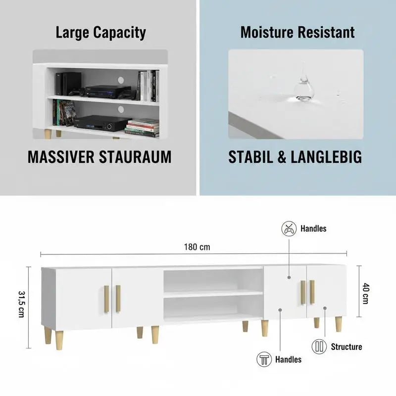 Meuble TV 180 cm Blanc