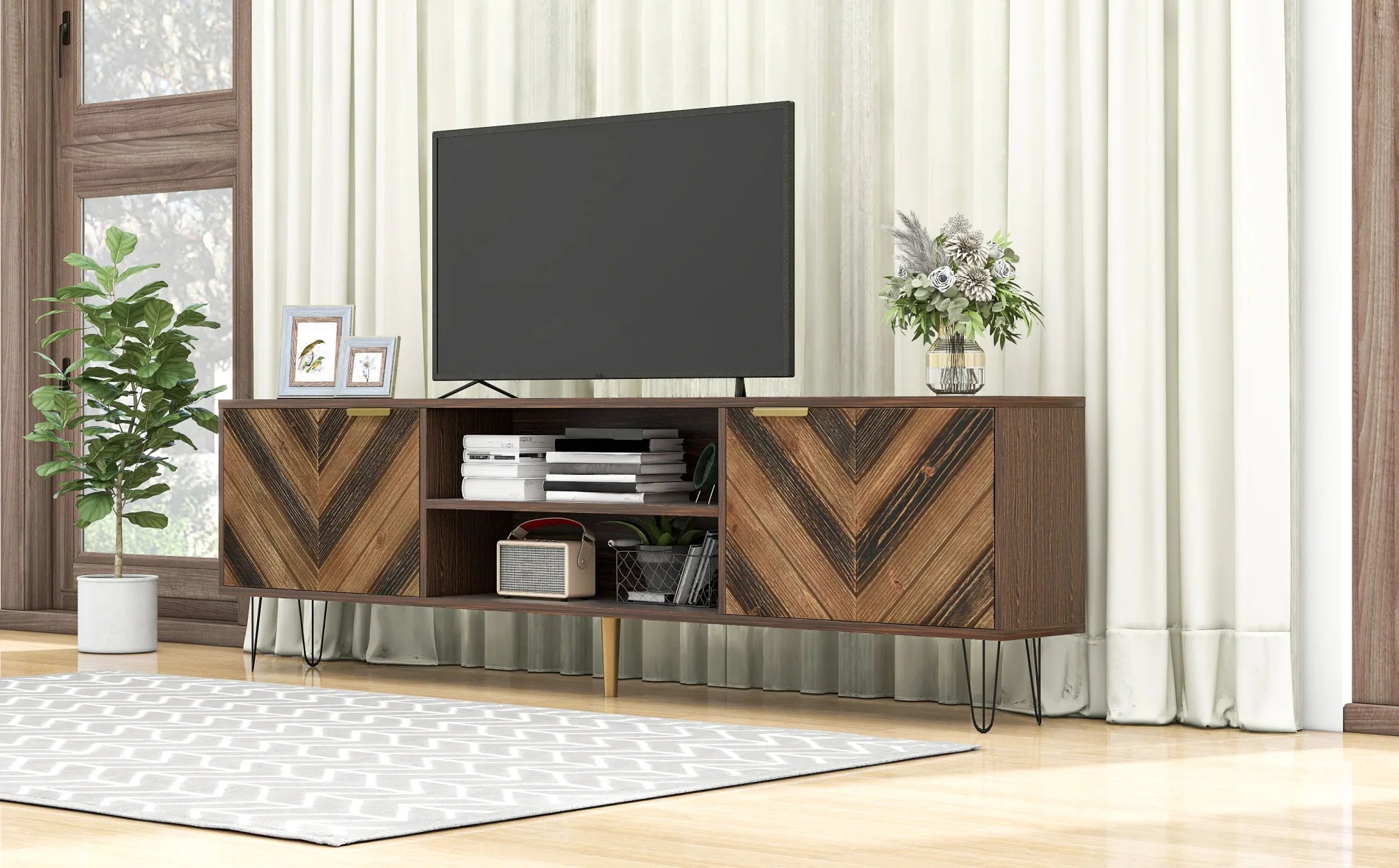 Meuble tv bois marron