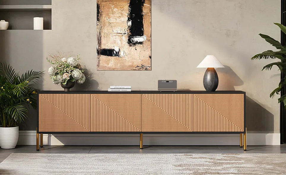 Meuble TV Noir et Bois 180 cm