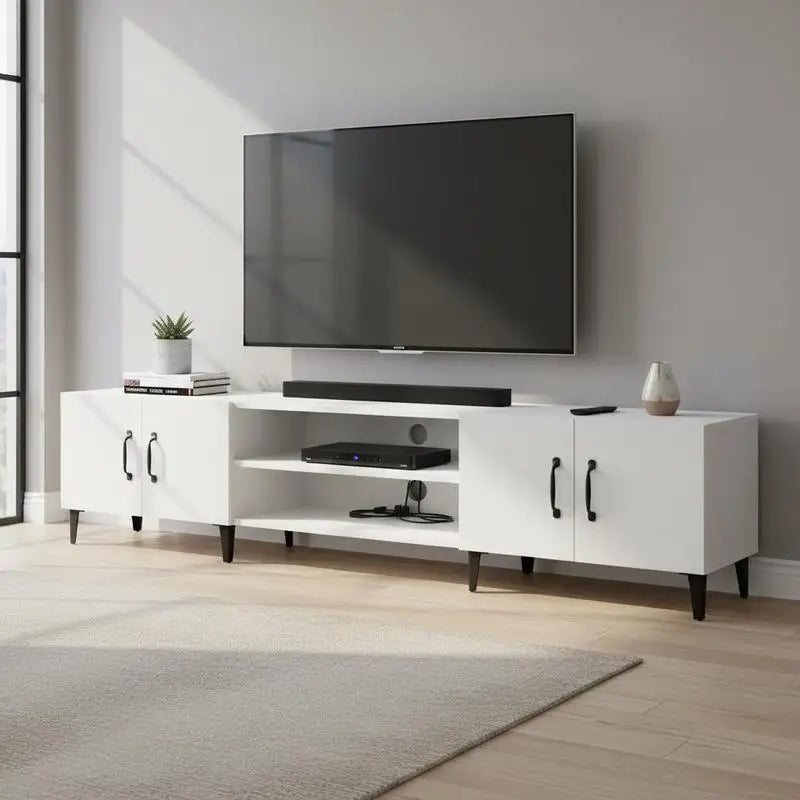 Meuble tv blanc laqué