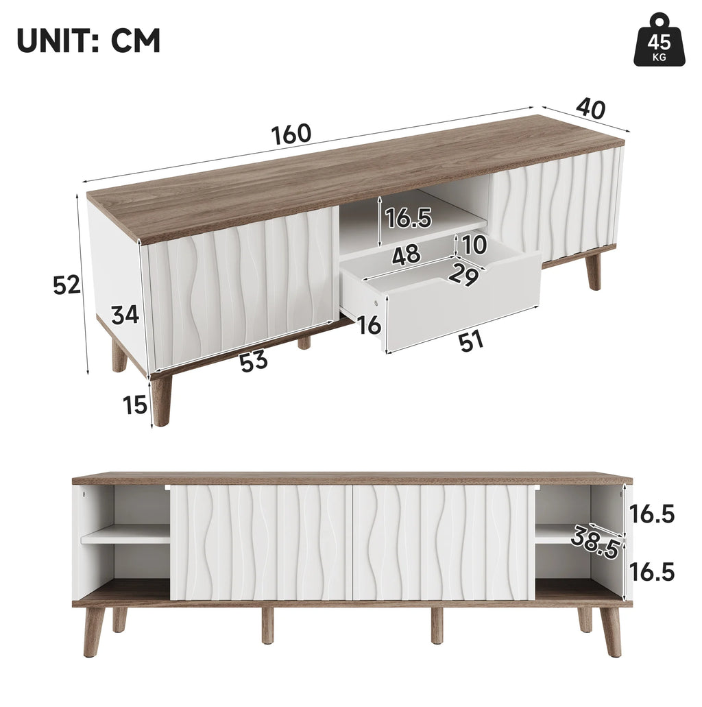 Meuble TV Blanc et Bois