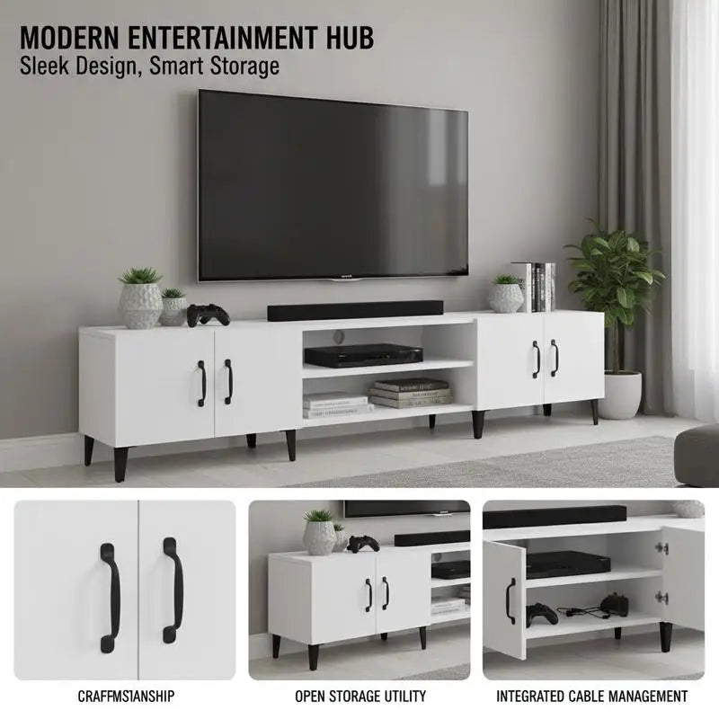 Meuble tv blanc laqué