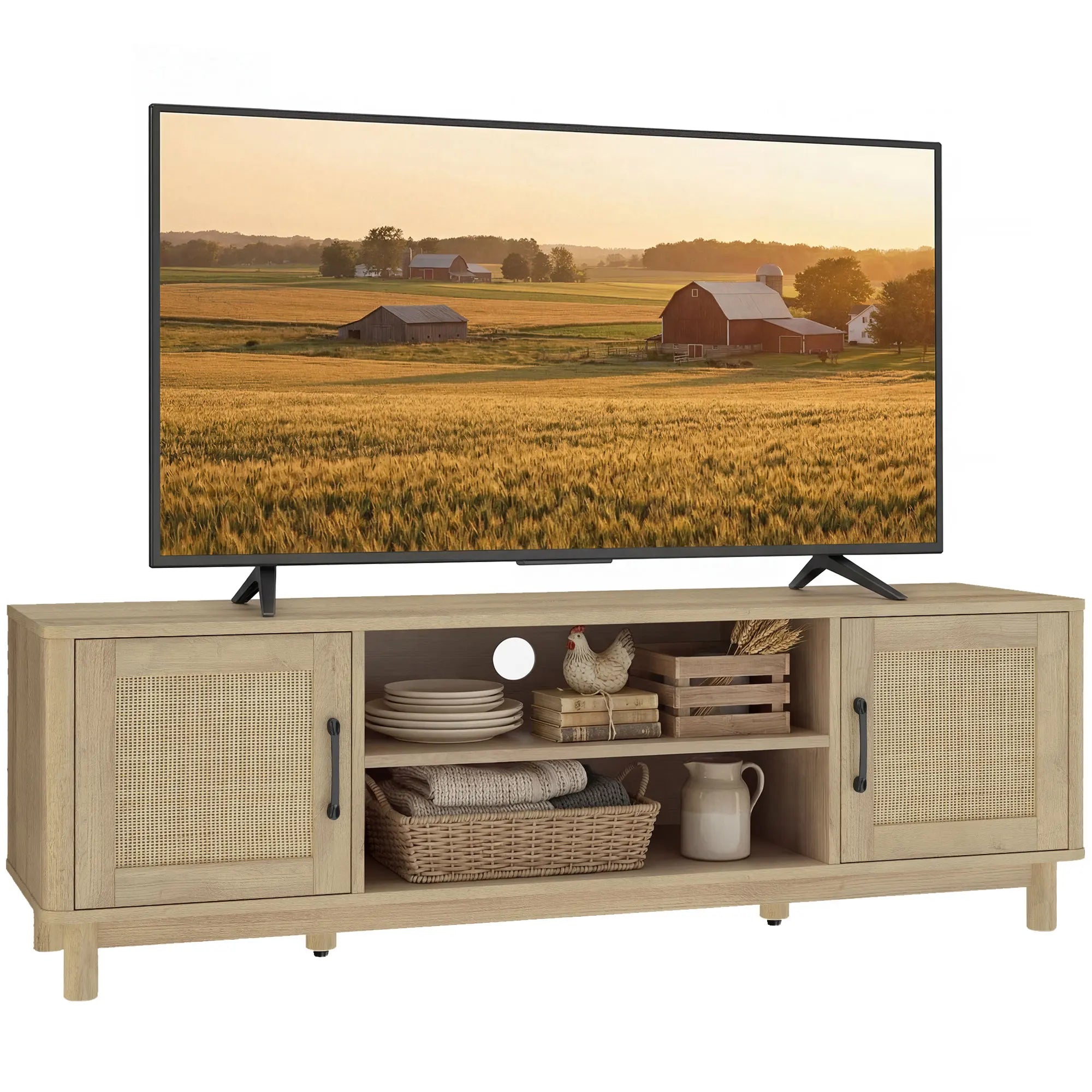 Meuble tv en rotin