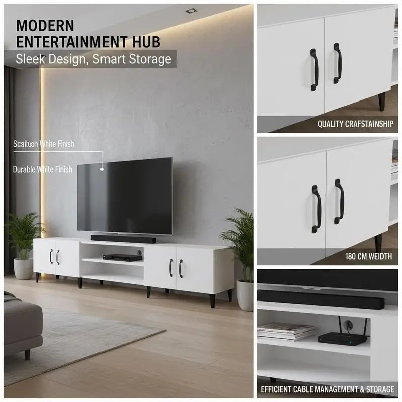 Meuble tv blanc laqué