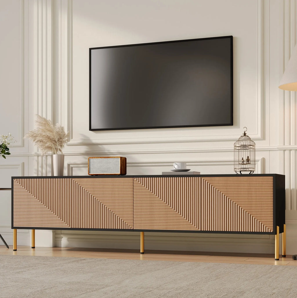 Meuble TV Noir et Bois 180 cm