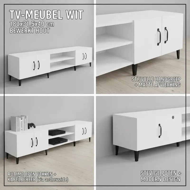 Meuble tv blanc laqué