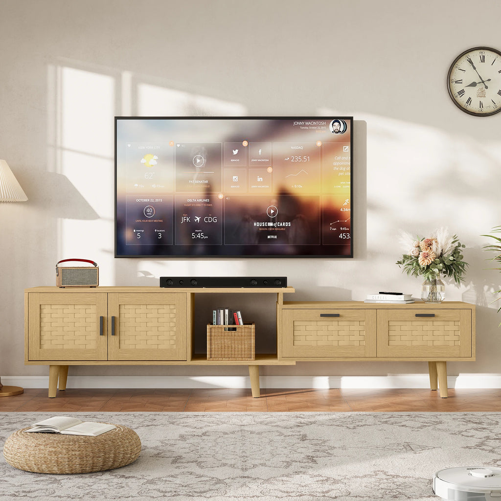 Meuble TV Bois et Rotin