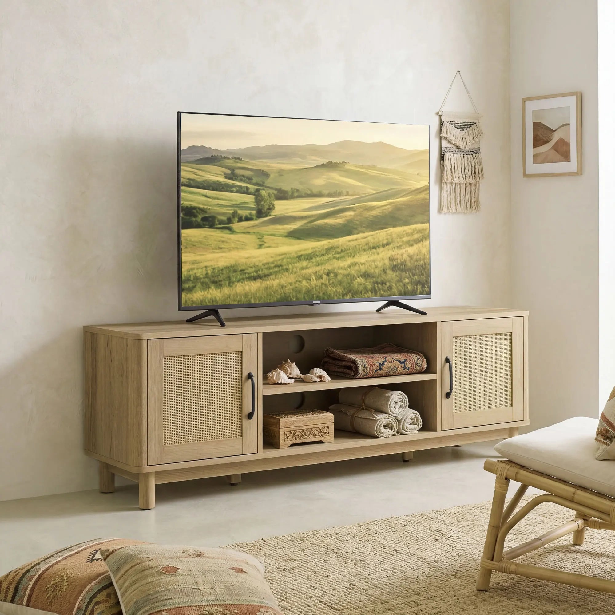 Meuble tv en rotin