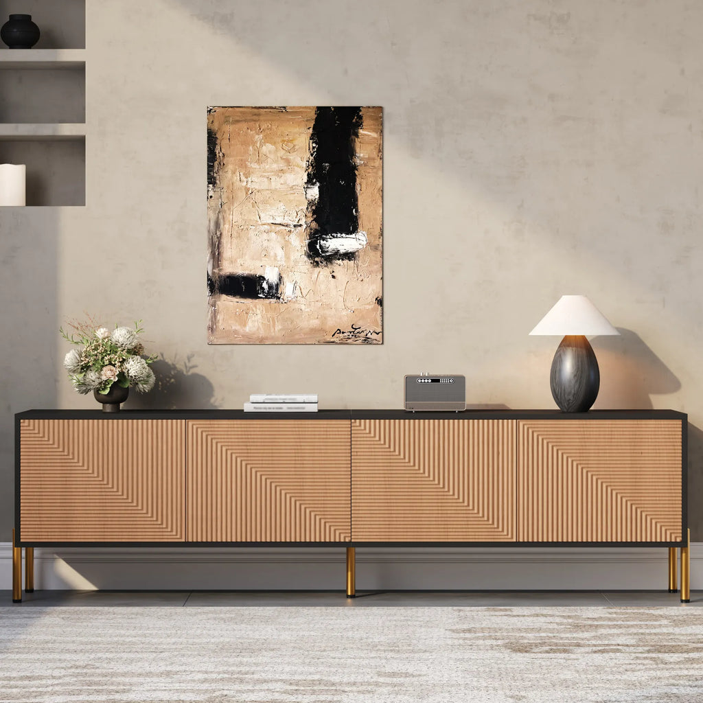 Meuble TV Noir et Bois 180 cm