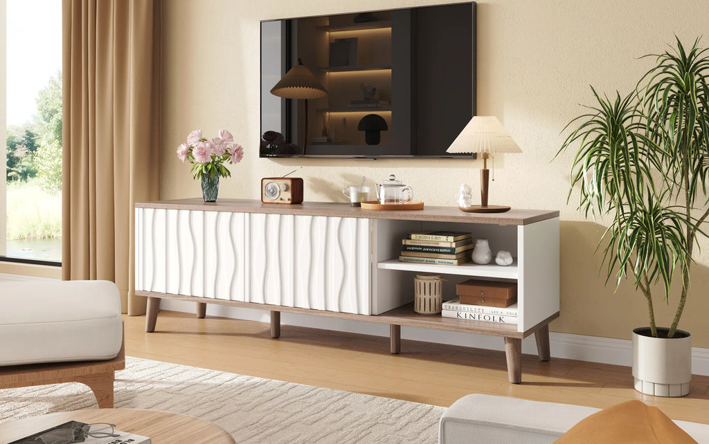 Meuble TV Blanc et Bois