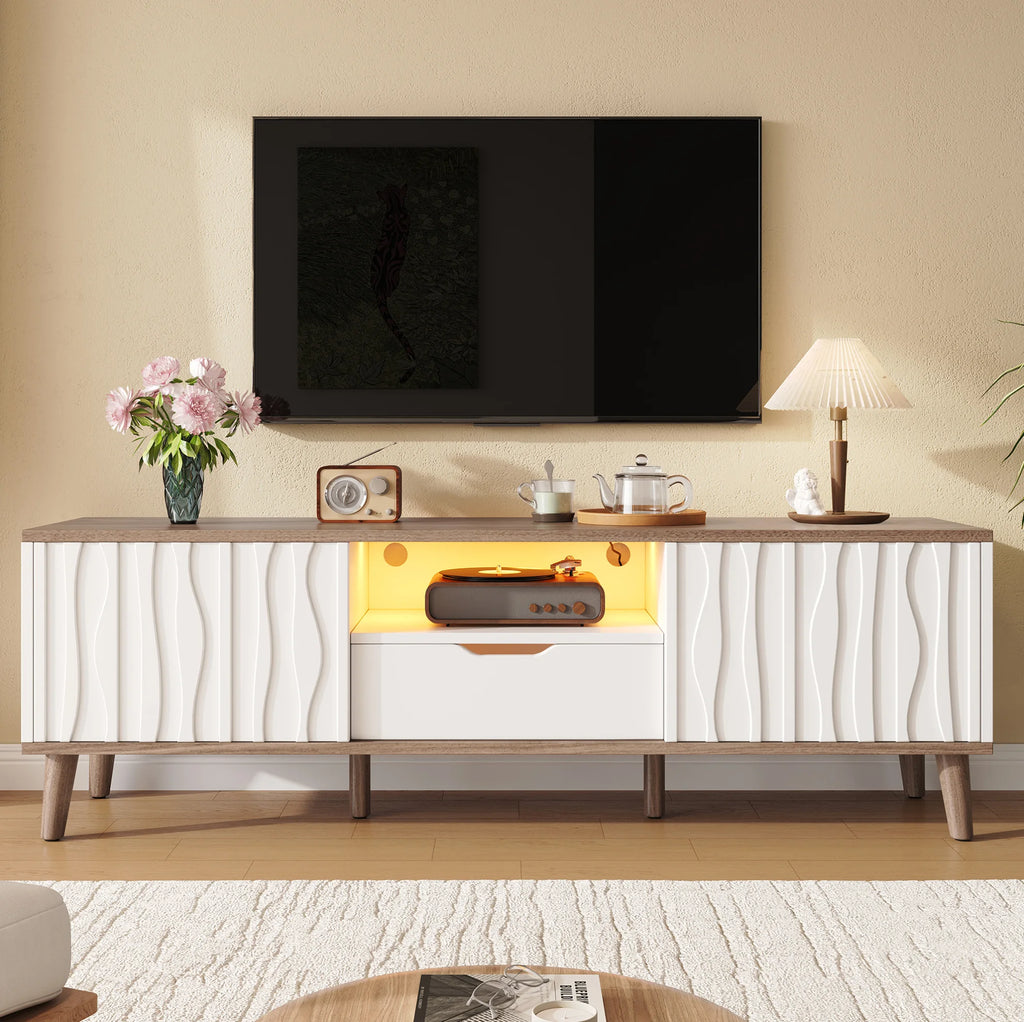 Meuble TV Blanc et Bois