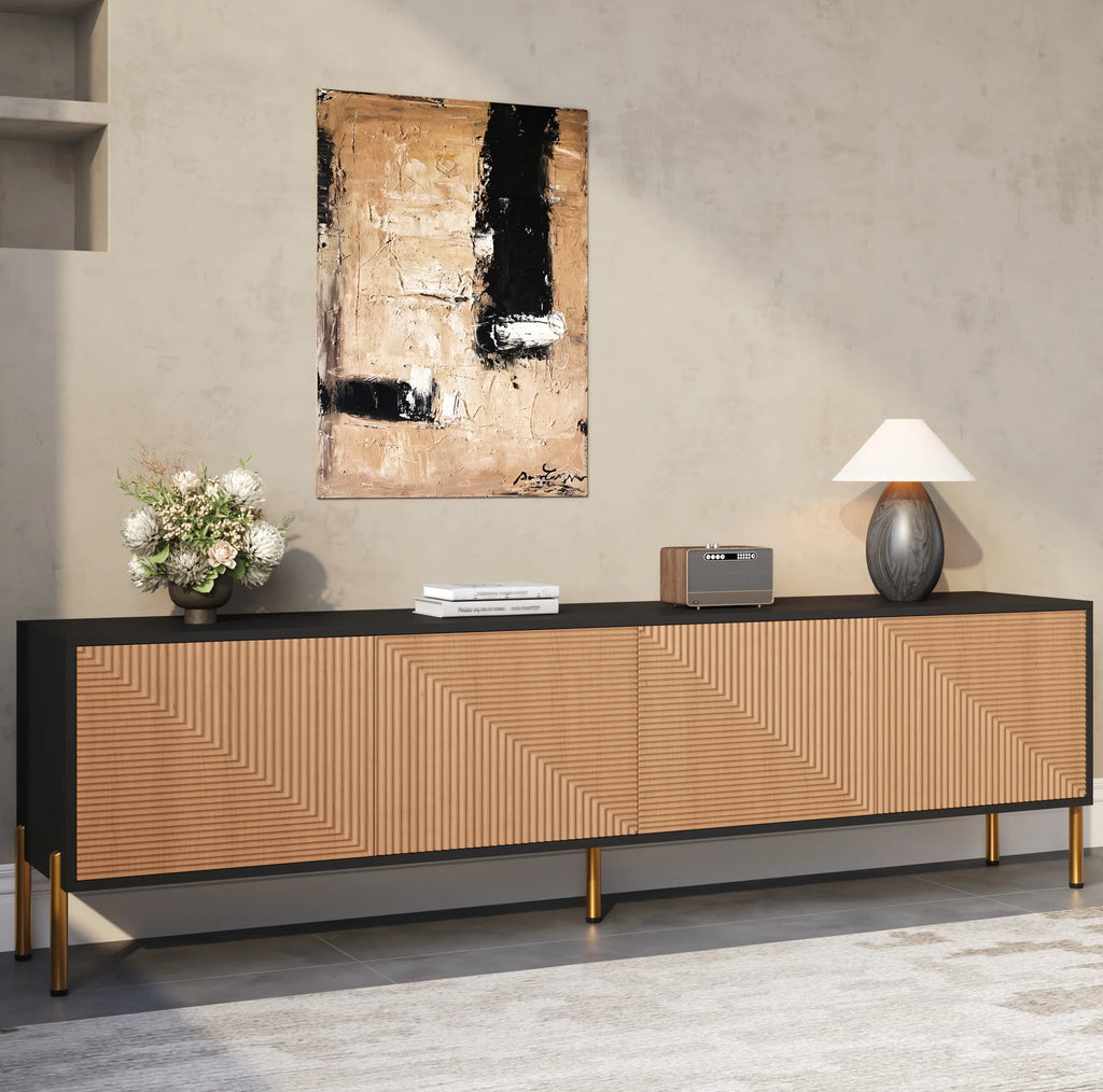 Meuble TV Noir et Bois 180 cm