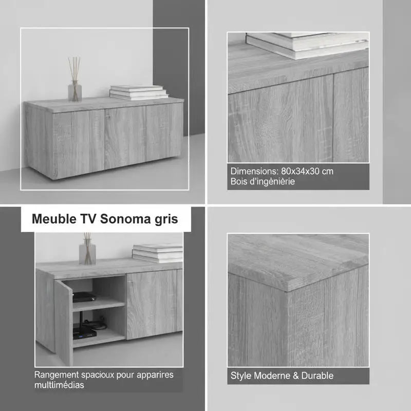Meuble TV en Bois Gris