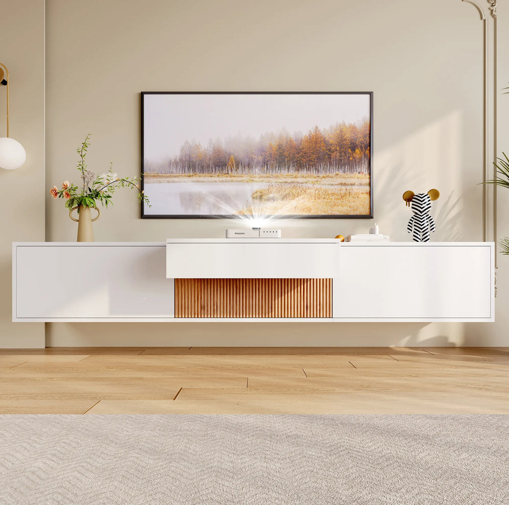 meuble TV Blanc Laqué 180 cm