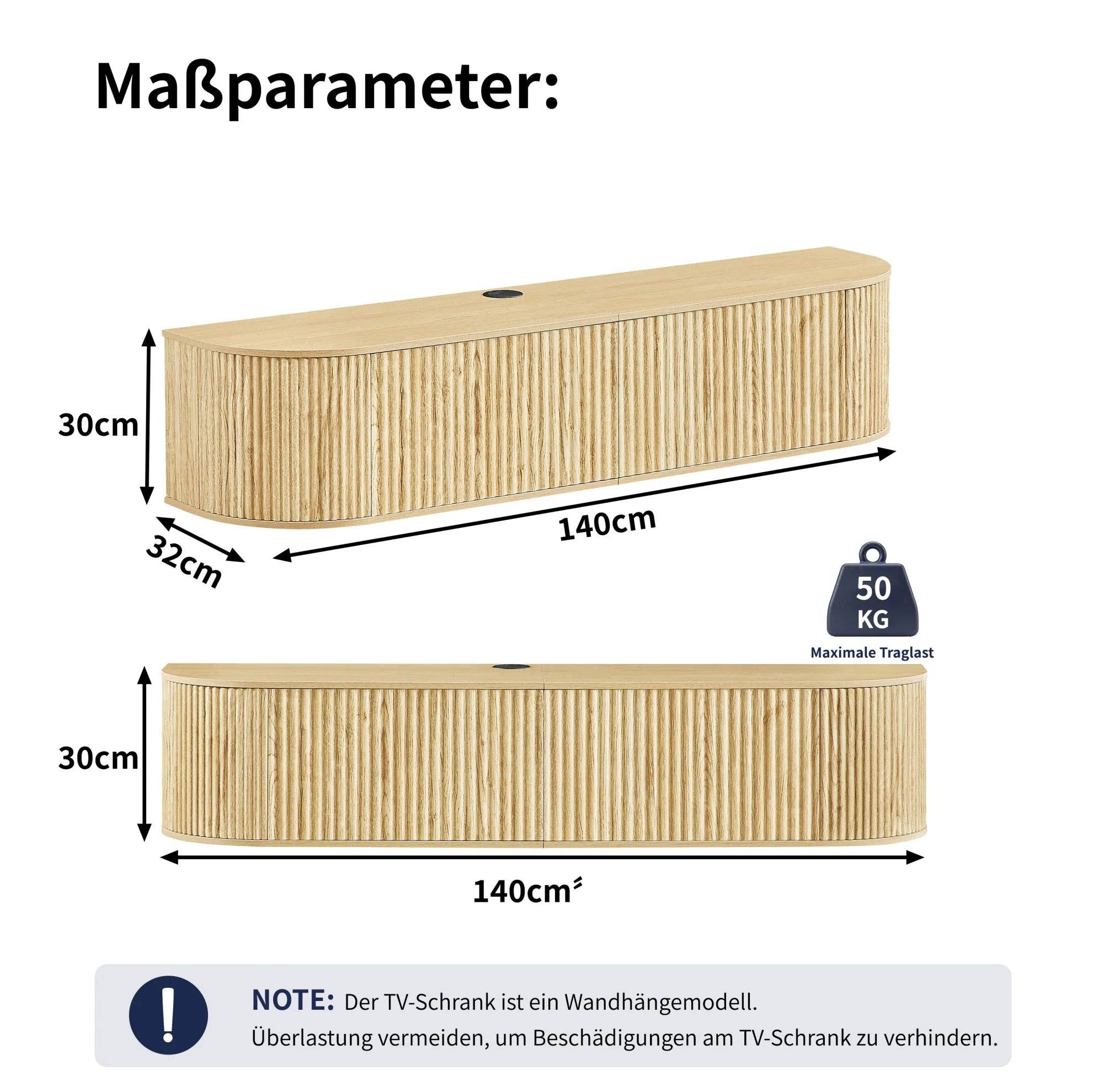 Meuble TV Suspendu 160 cm Bois