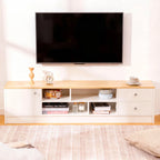 Meuble TV Blanc et Bois 160 cm