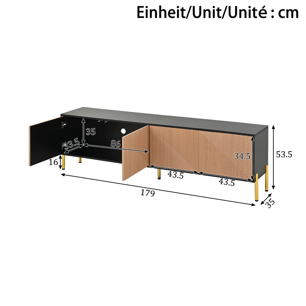 Meuble TV Noir et Bois 180 cm