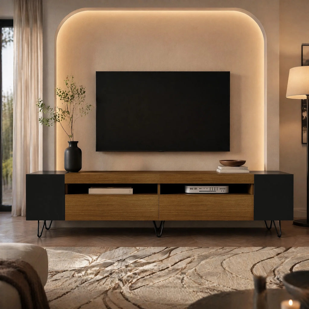 Meuble TV noir et bois
