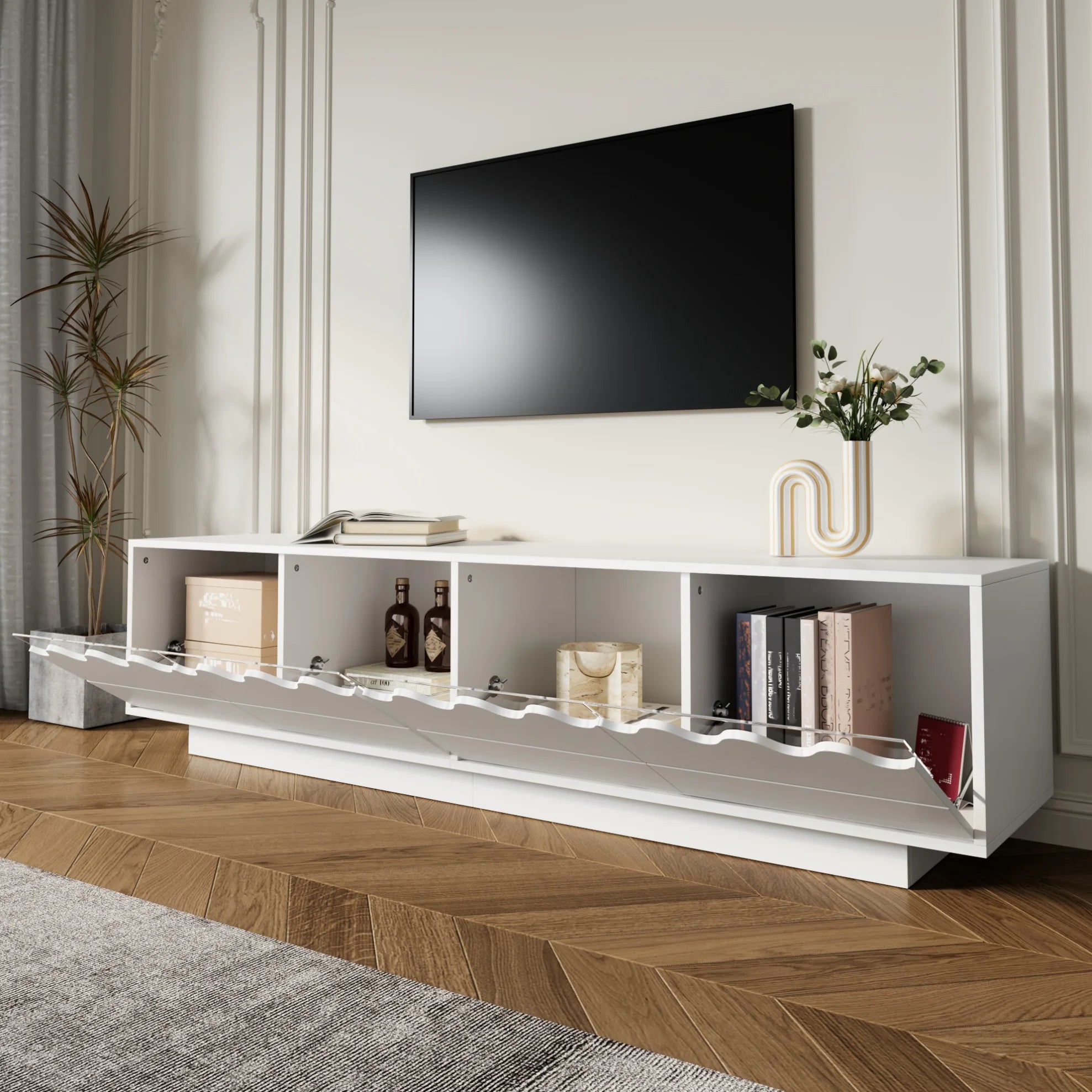 Meuble TV Blanc Laque