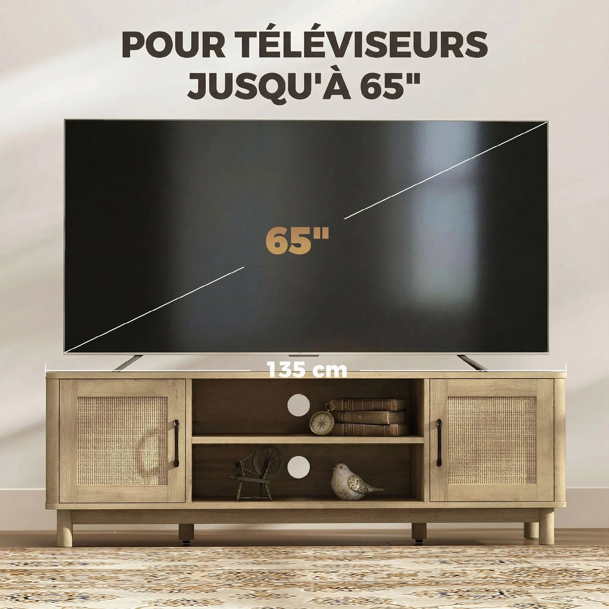 Meuble tv en rotin