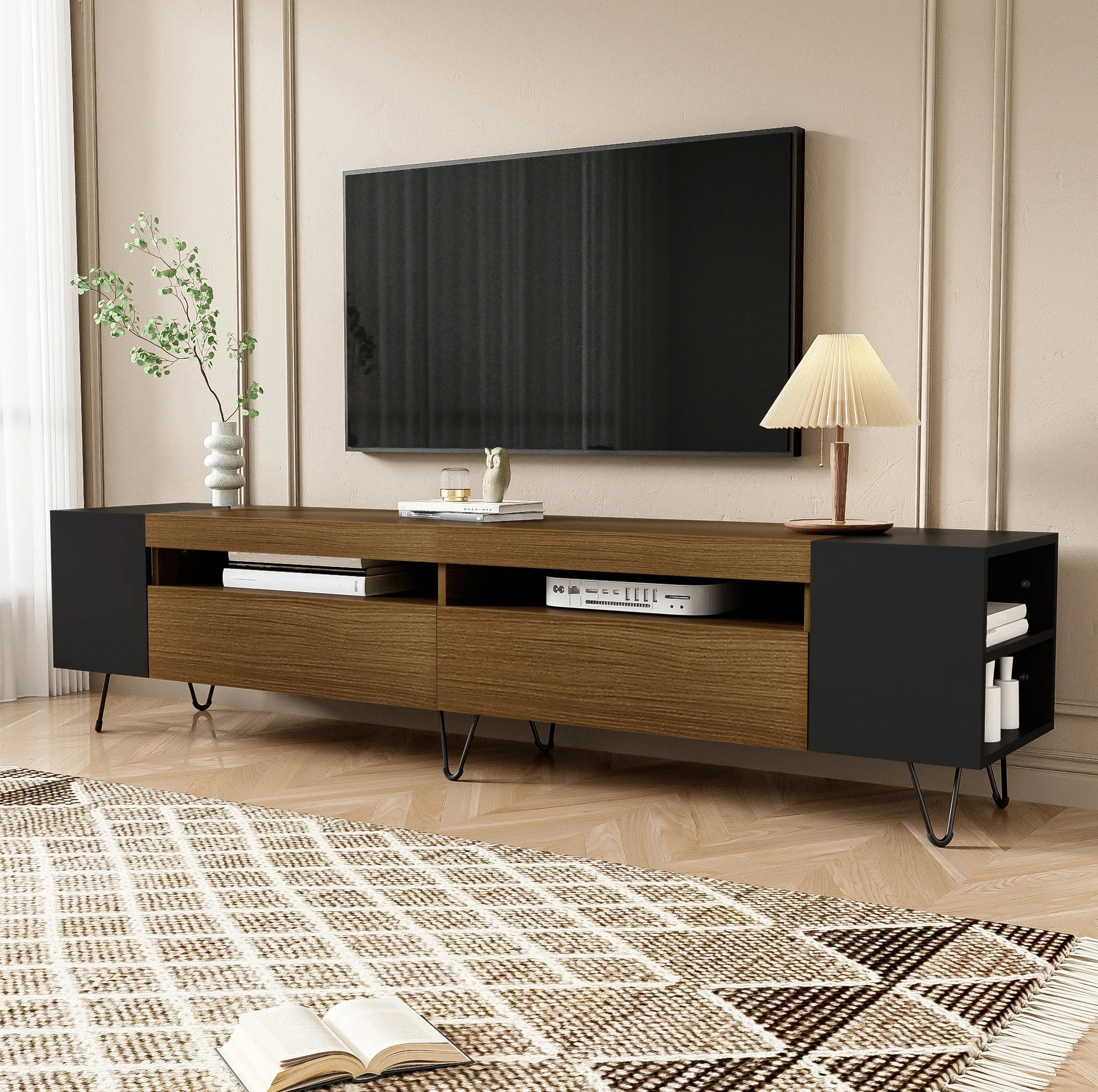 Meuble TV noir et bois