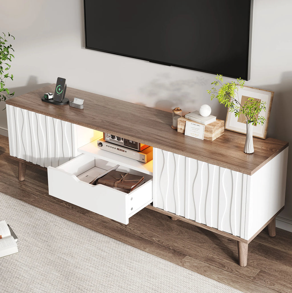Meuble TV Blanc et Bois