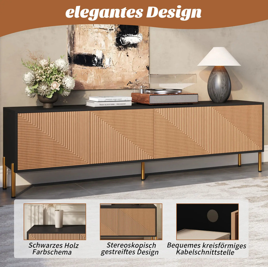 Meuble TV Noir et Bois 180 cm