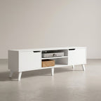 Meuble Télé Blanc - Leif | Style Mid-Century Chic