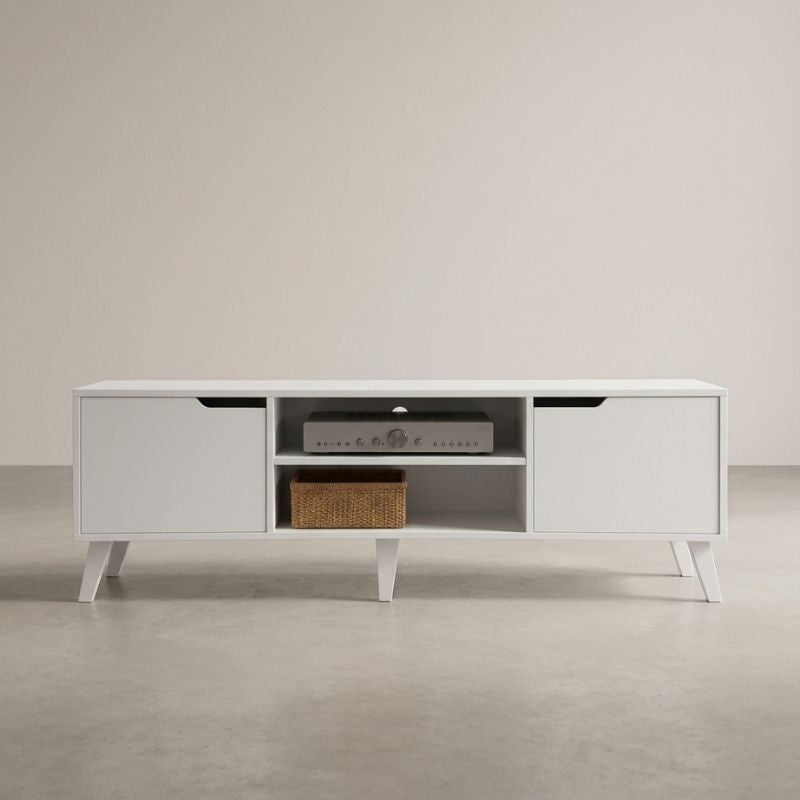 Meuble Télé Blanc - Leif | Style Mid-Century Chic
