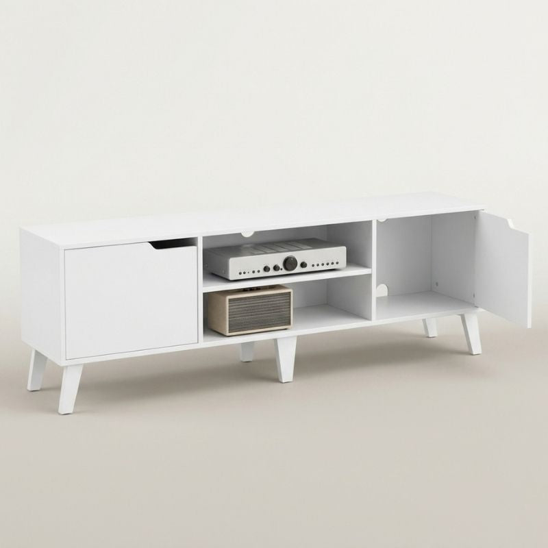 Meuble Télé Blanc - Leif | Style Mid-Century Chic