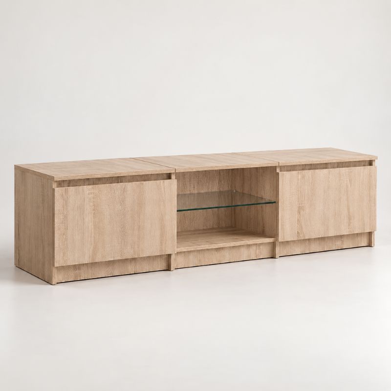 Meuble Télé en Bois Sonoma Clair avec LED RVB  | Honûr