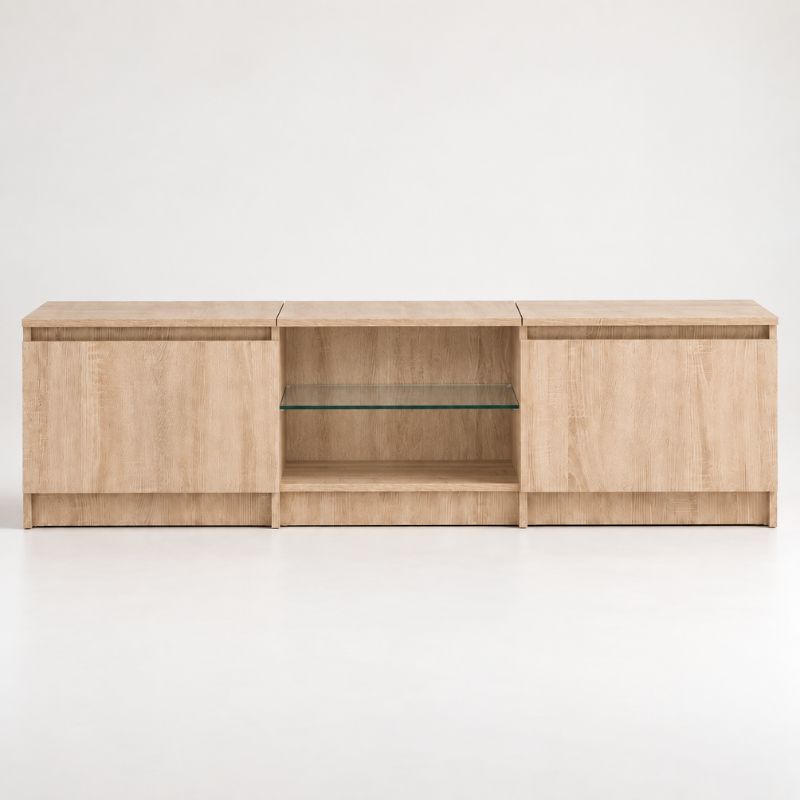 Meuble Télé en Bois Sonoma Clair avec LED RVB  | Honûr