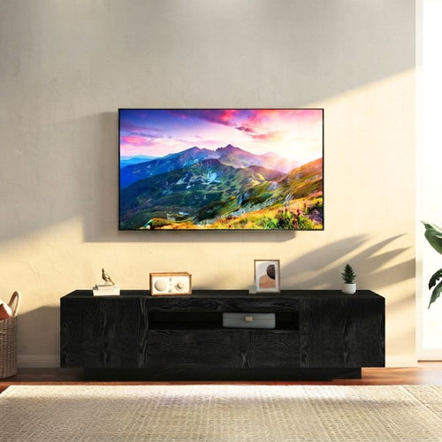 Meuble TV 160 cm Noir - Simon | Chic, Robuste et Fonctionnel