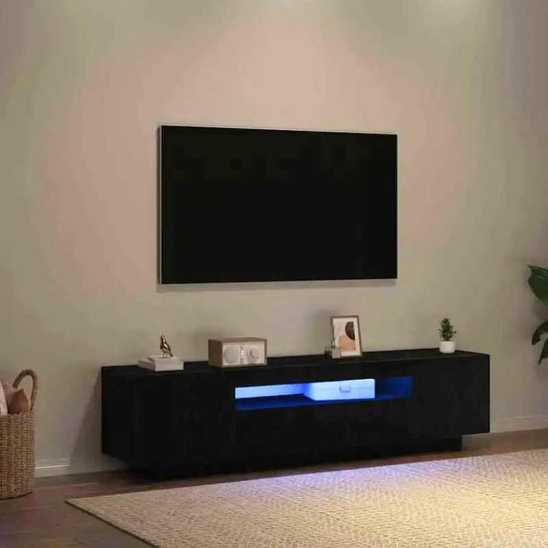Meuble TV 160 cm Noir - Simon | Chic, Robuste et Fonctionnel