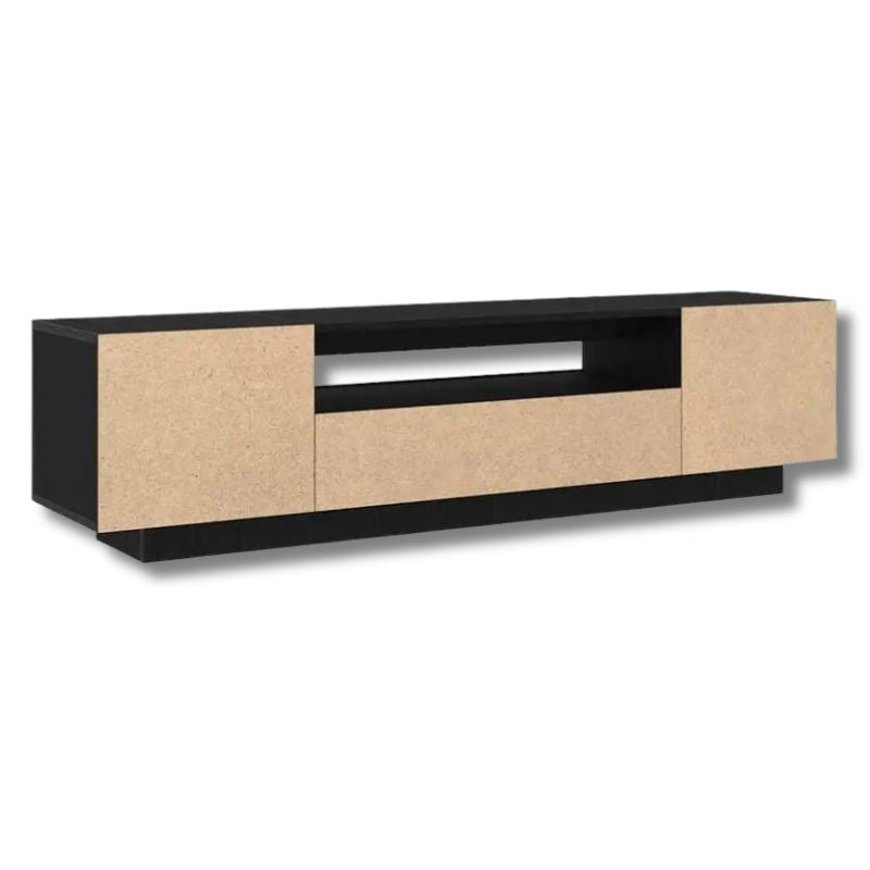 Meuble TV 160 cm Noir - Simon | Chic, Robuste et Fonctionnel