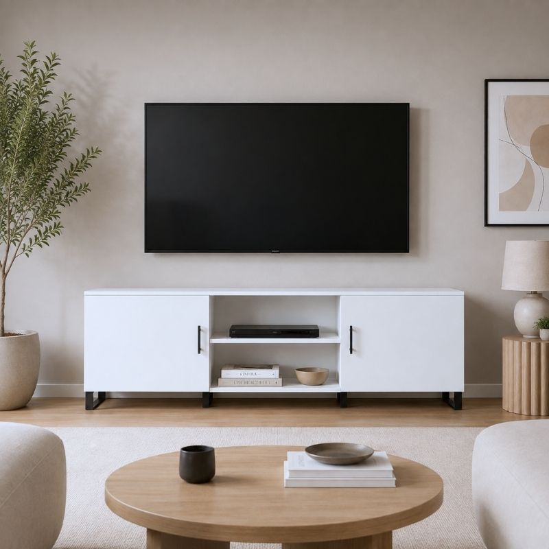 Meuble TV Blanc 150 - Håkon | Élégance et Praticité
