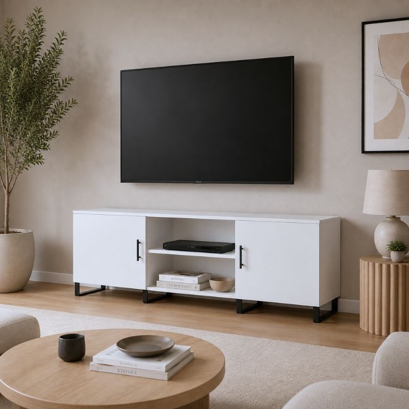 Meuble TV Blanc 150 - Håkon | Élégance et Praticité