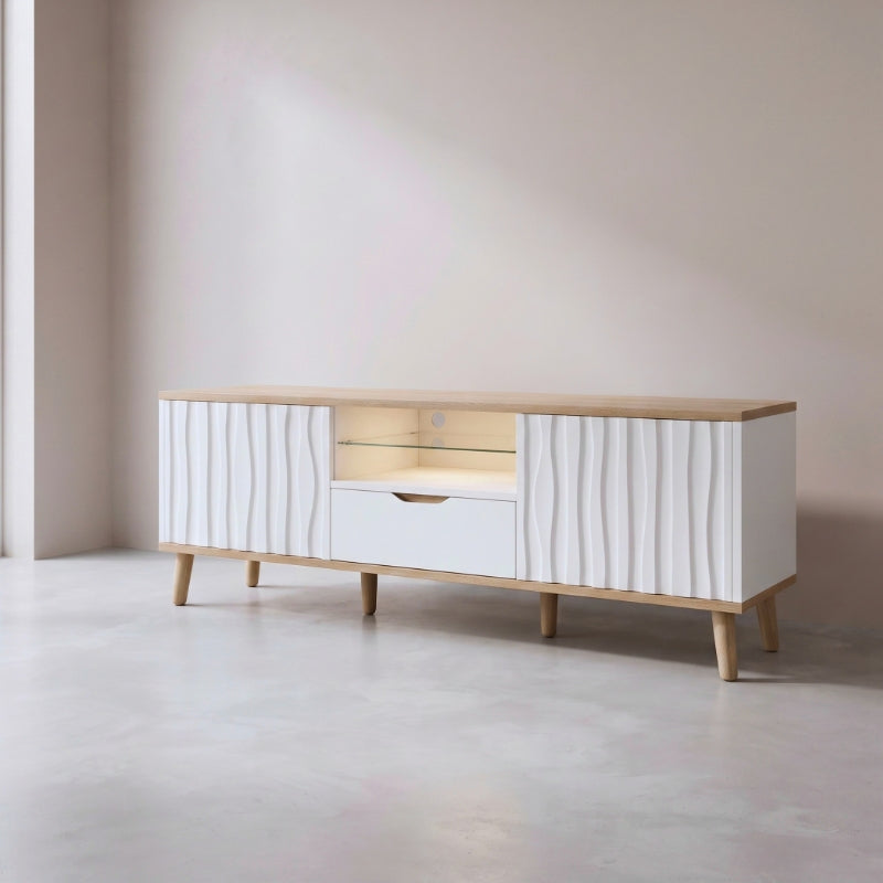 Meuble Tv Blanc et Bois - Sigurd | Style Moderne pour Votre Salon