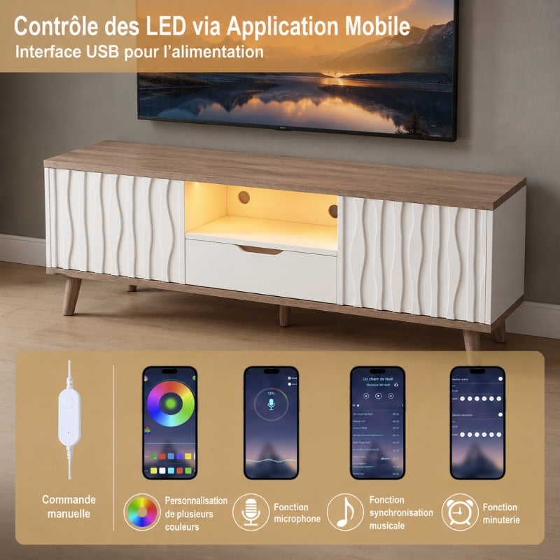 Meuble TV Blanc et Bois - Sigurd | Style Moderne pour Votre Salon