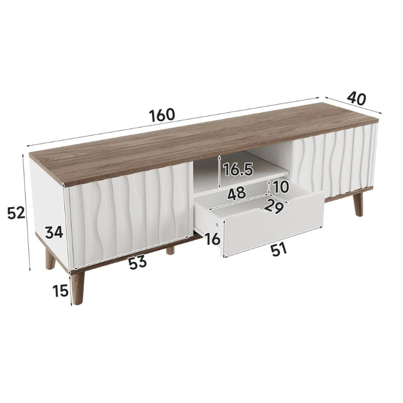 Meuble TV Blanc et Bois - Sigurd | Style Moderne pour Votre Salon