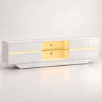 Meuble TV Blanc Laqué Led - Olav | Design & Rangement Optimisé