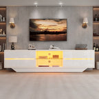 Meuble TV Blanc Laqué Led - Olav | Design & Rangement Optimisé
